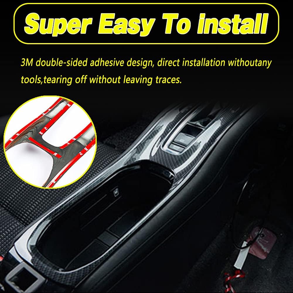 CEBAT Interior Gear Shift Box Panel Cover Water Cup Holder Panel Cover Trim ABS Red Style for Honda HRV 2016 2017 2018 2019 2020 2021 2022