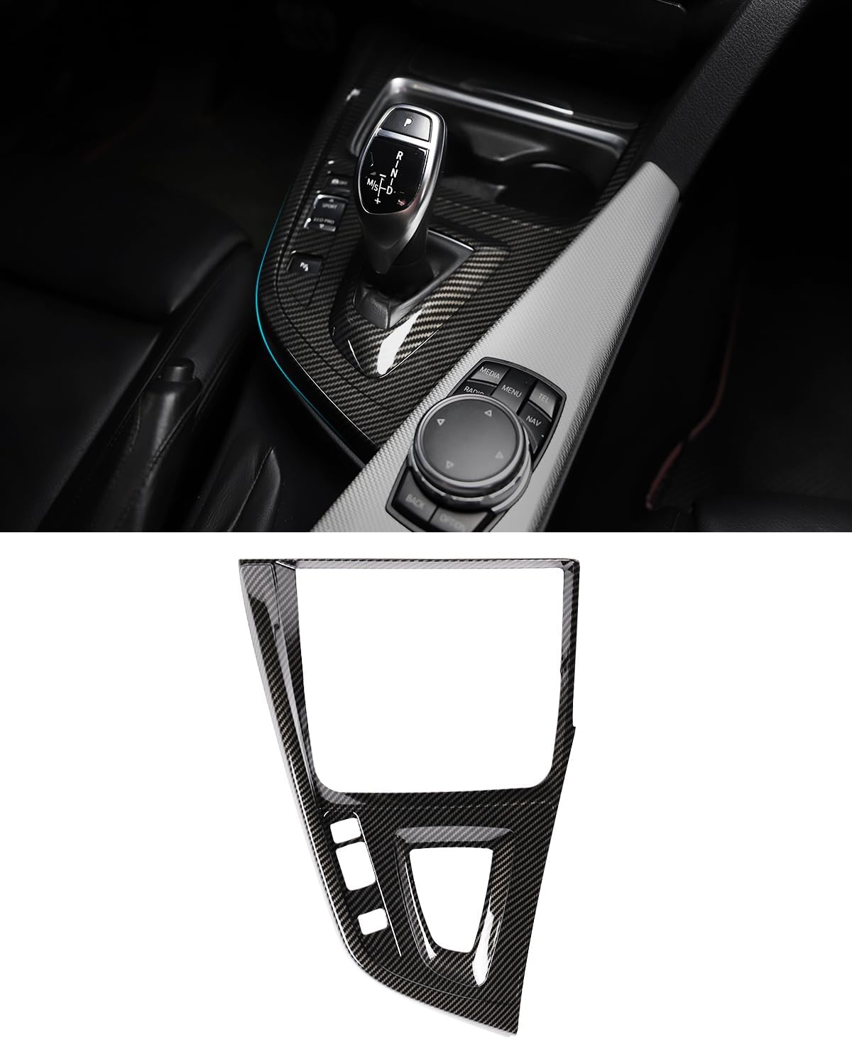 ABS Carbon Fiber Look Gear Shift Panel Cover for BMW 3 Series F30 F31 F34 & 4 Series F32 F33 F36 (2013–2015) – Interior Trim for 320i 328i 335i 428i 435i