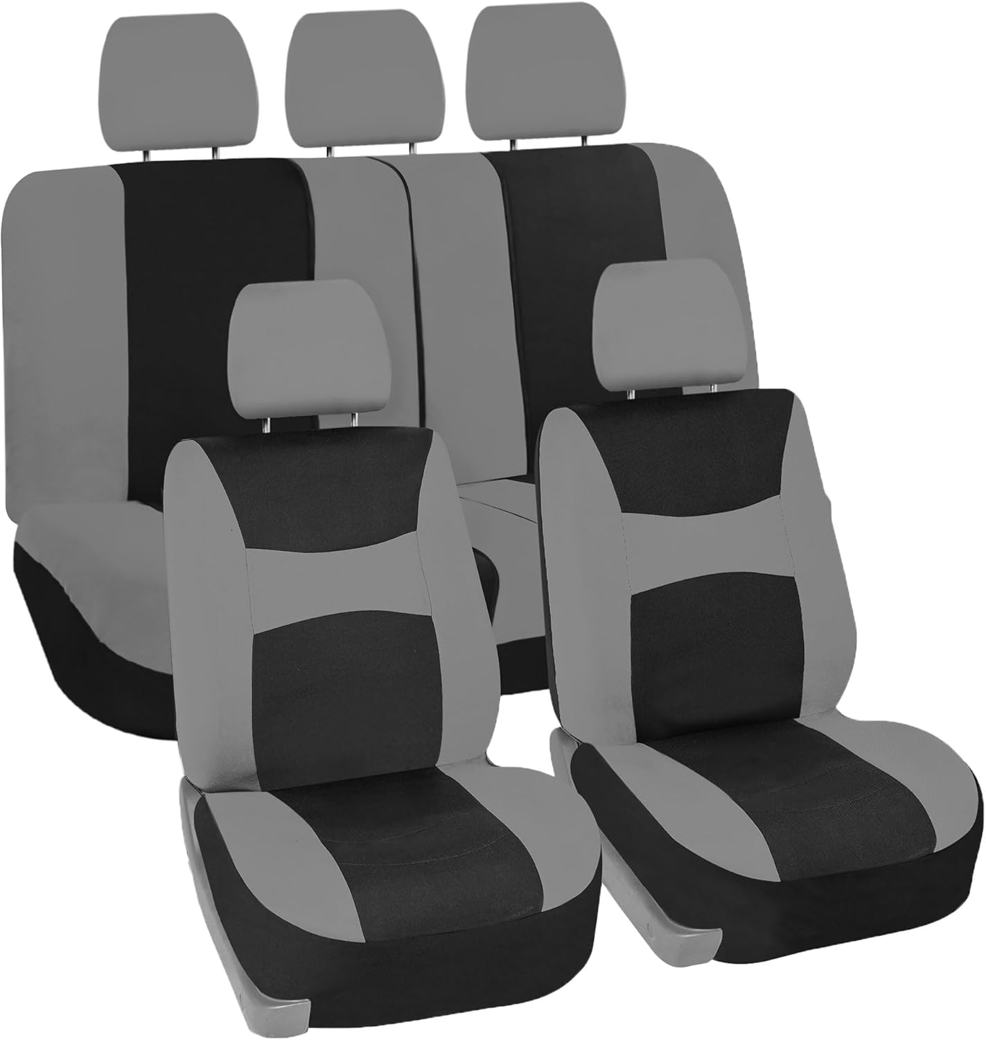 FH Group FB030BLACK115 Full Set Seat Cover (Side Airbag Compatible with Split Bench Black)
