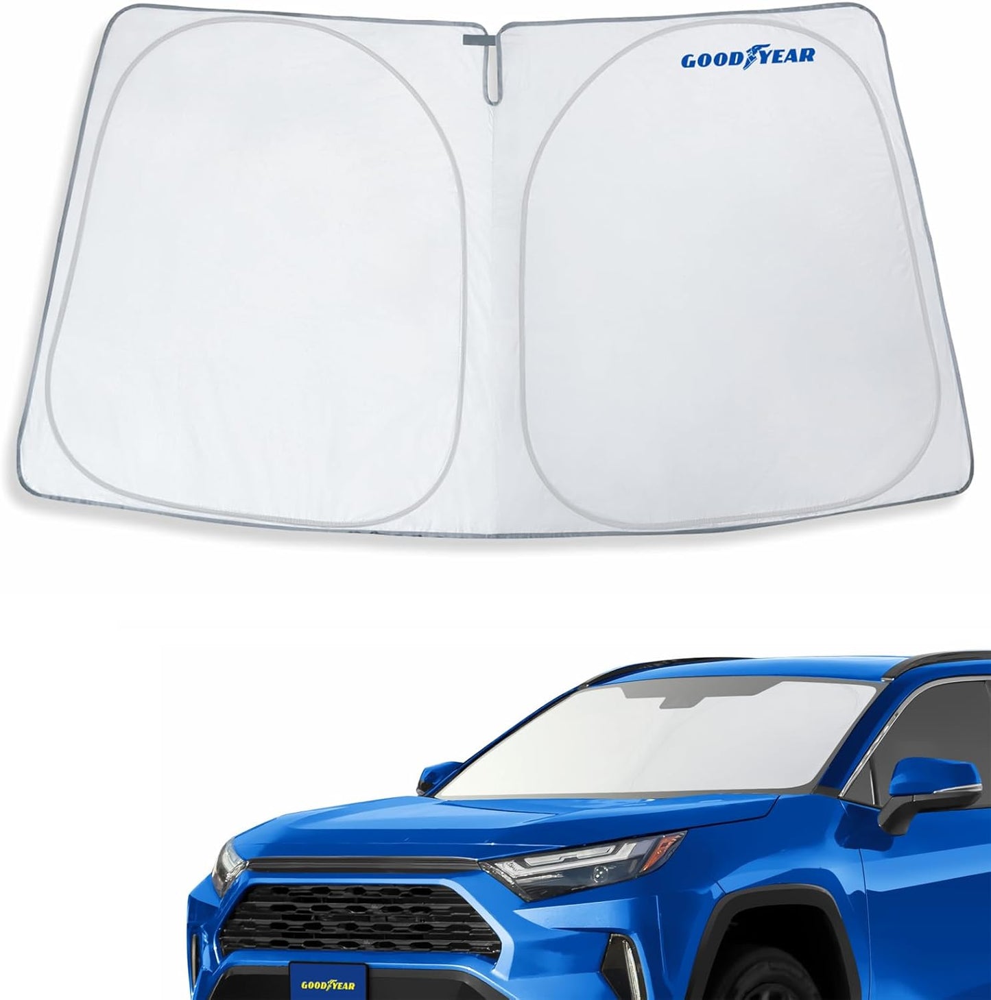 Goodyear Foldable Windshield Sunshade for Chevrolet (Chevy) Tahoe 2021-2025, SUV car Accessories, Sunshade Cover, Sun Shade Car Windshield, Window Sun Blocker - GY008221