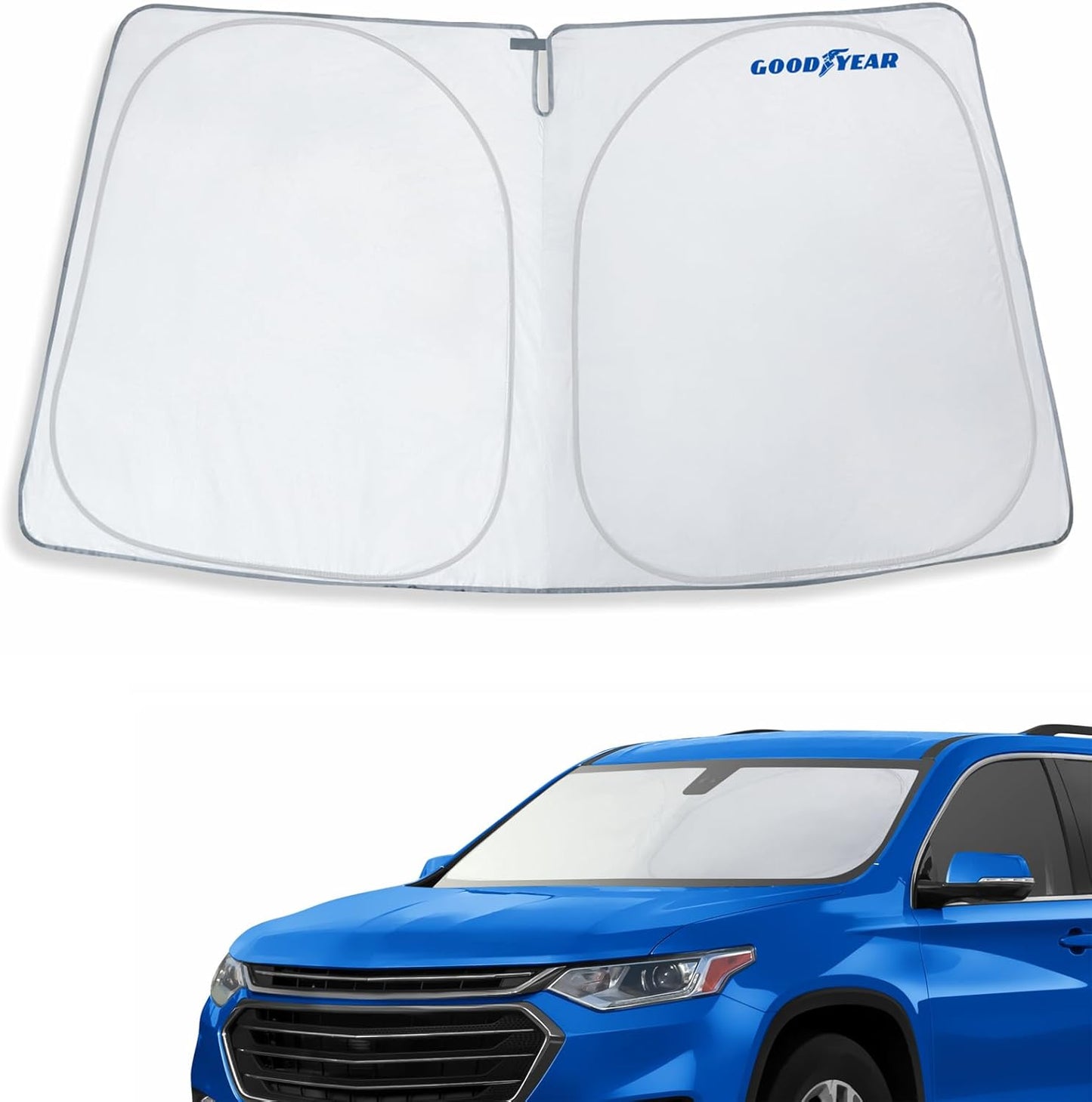 Goodyear Foldable Windshield Sunshade for Chevrolet (Chevy) Tahoe 2021-2025, SUV car Accessories, Sunshade Cover, Sun Shade Car Windshield, Window Sun Blocker - GY008221