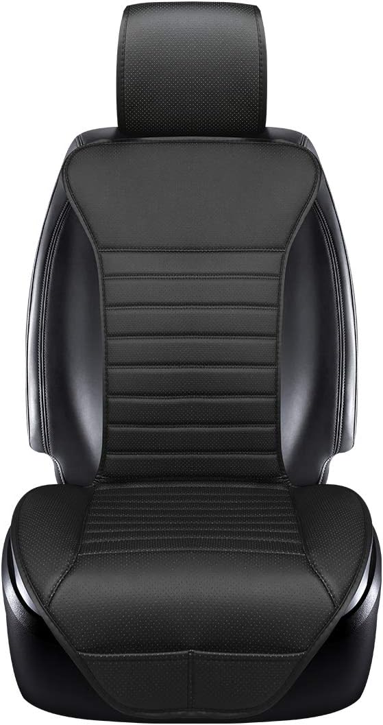 DINKANUR Breathable PU Leather Auto Universal Car Seat Covers Car Interior Driver and Passenger Seat Cover Car Seat Cushions for Cars (2 PCS) (Black-B)