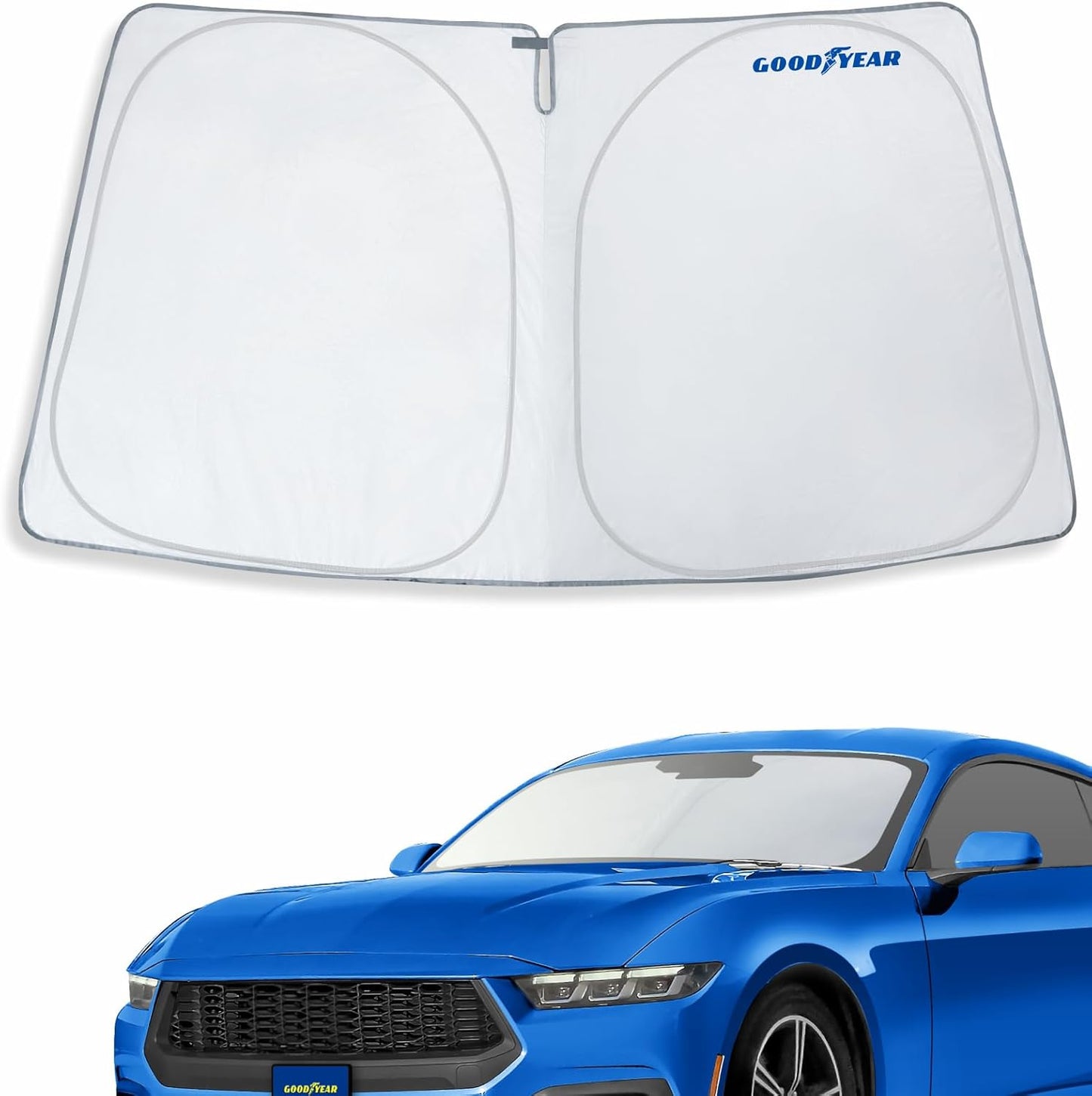 Goodyear Foldable Windshield Sunshade for Chevrolet (Chevy) Tahoe 2021-2025, SUV car Accessories, Sunshade Cover, Sun Shade Car Windshield, Window Sun Blocker - GY008221