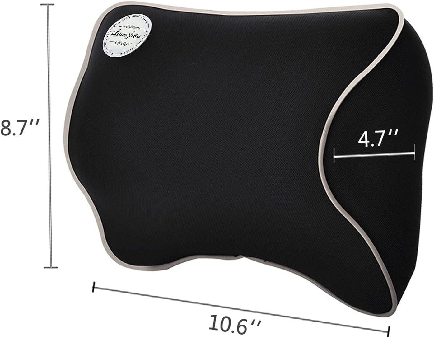 Shunzhou Car Seat Neck Pillow, Ergonomic Headrest Cushion, Memory Foam Neck Support Head Pillows with Adjustable Strap and Washable Cover -Black