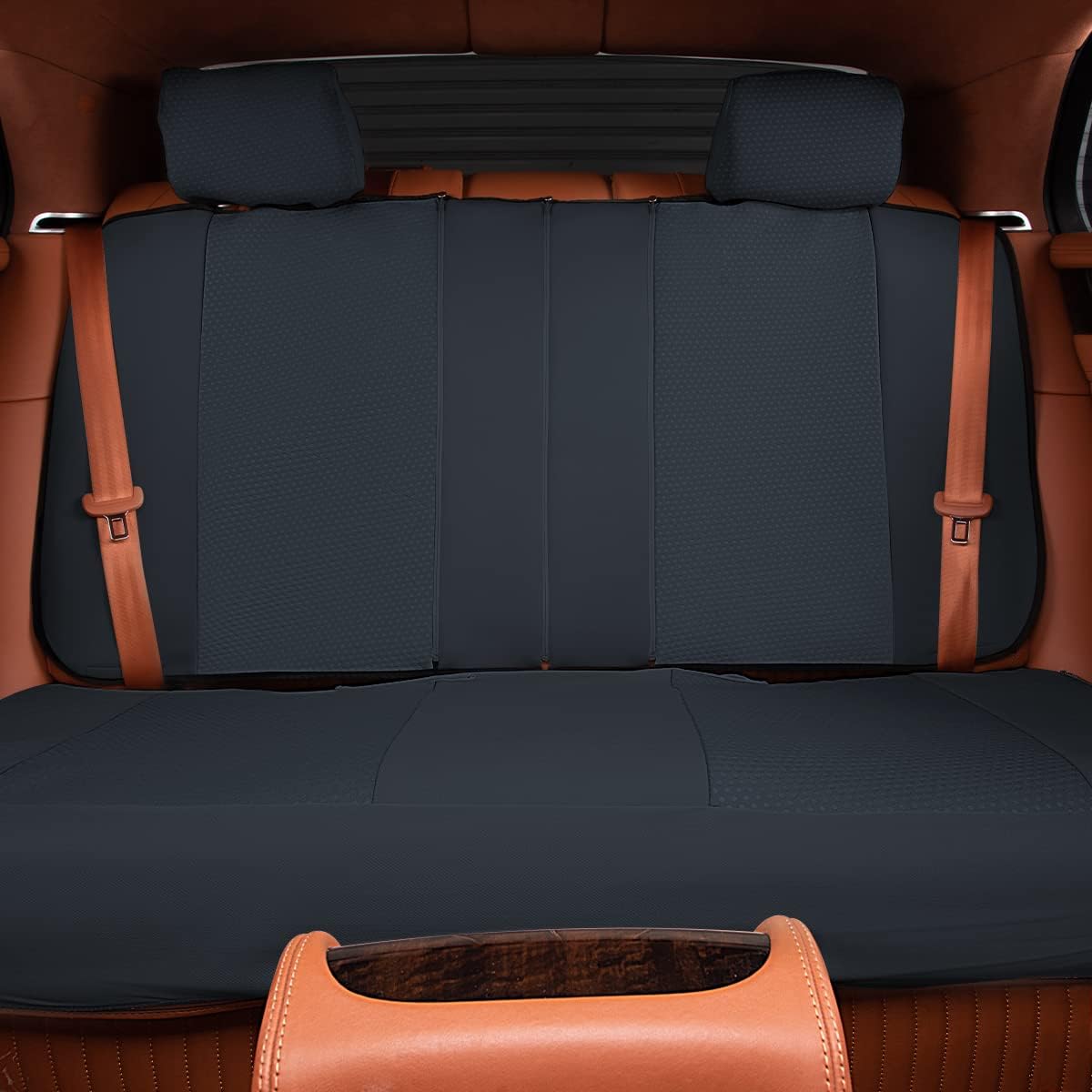 Flying Banner Car Seat Covers Full Cover Universal fit Car Truck SUV Van Hot Stamp Breathable Rear Bench Split Polyester Fabric (Gray Gray, Full Set - Low Back - Neoprene)