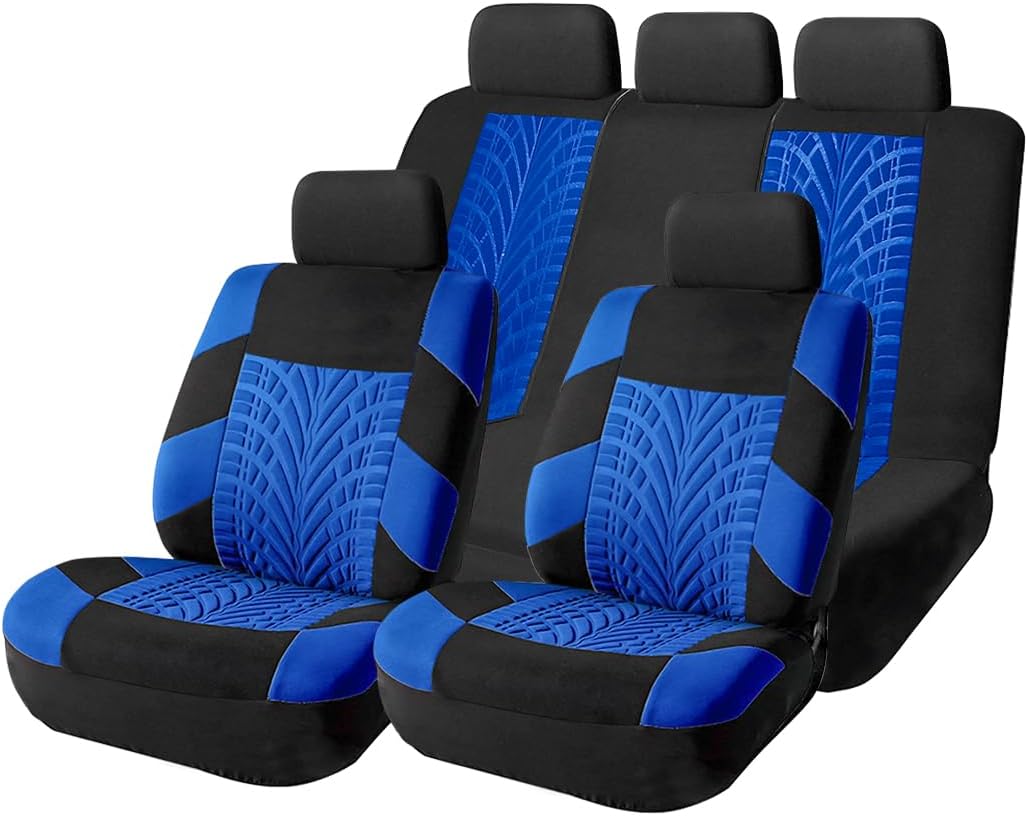 Car Seat Covers Full Set, Polyester Front Bucket Seat Protectors with Split Bench Back Seat Covers, Breathable Thicken Premium Sporty Seat Cushions, Auto Accessories for Car, SUV (Orange/Front,Back)