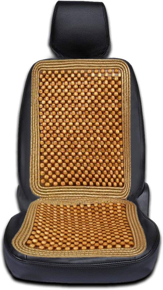 VaygWay Wood Beaded Comfort Seat Cushion Seat Cover – Wooden Beaded Car Seat Cover – Natural Wood Double Strung Beads – Massage Comfort Cover Car Seat – Universal SUV Auto Office Home