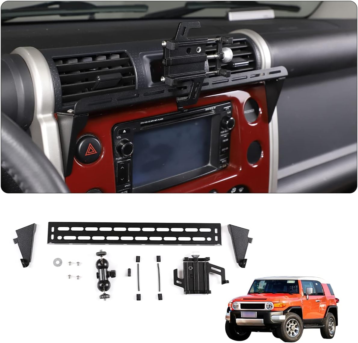 LLKUANG Car Instrument Panel Track Mobile Phone Holder Trim for Toyota FJ Cruiser 2007-2021 Central Control Air Vent Multifunctional Mobile Phone Holder (Style 1)