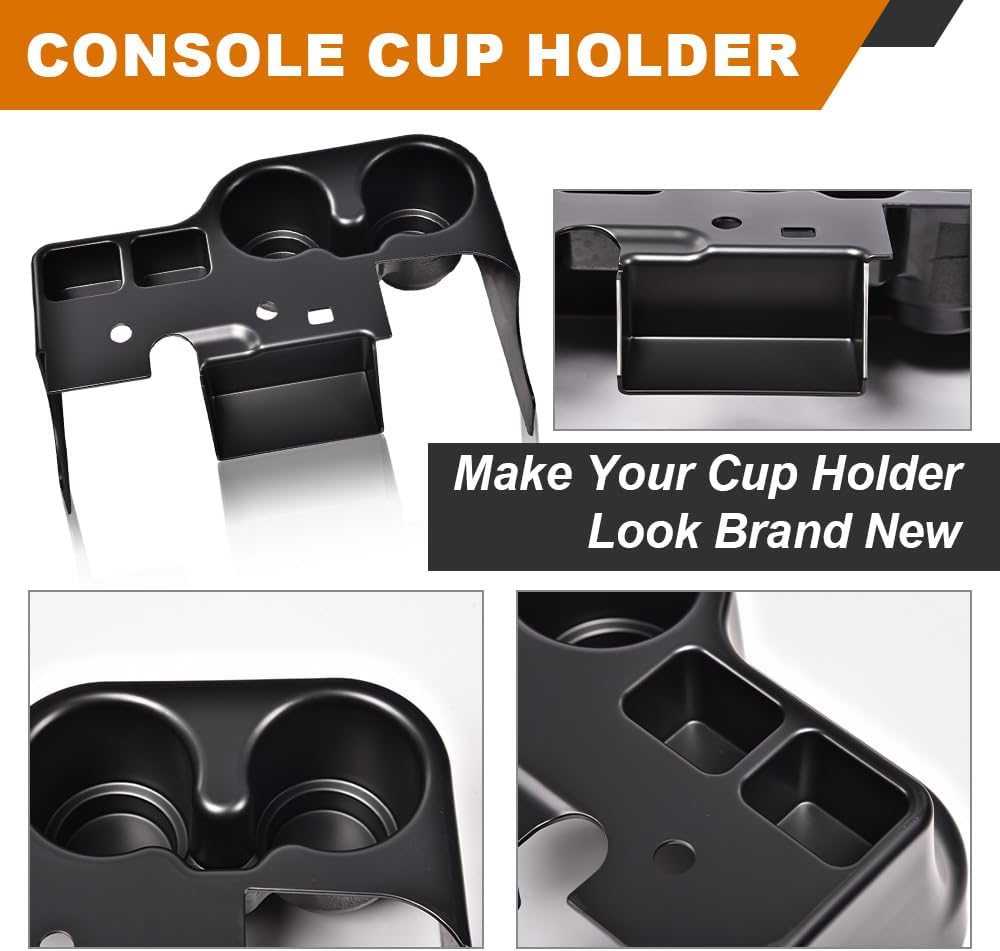 G-PLUS Center Console Cup Holder Insert Compatible with Ford Super Duty F250 F350 F450 1999 2000 2001 Cupholder Black
