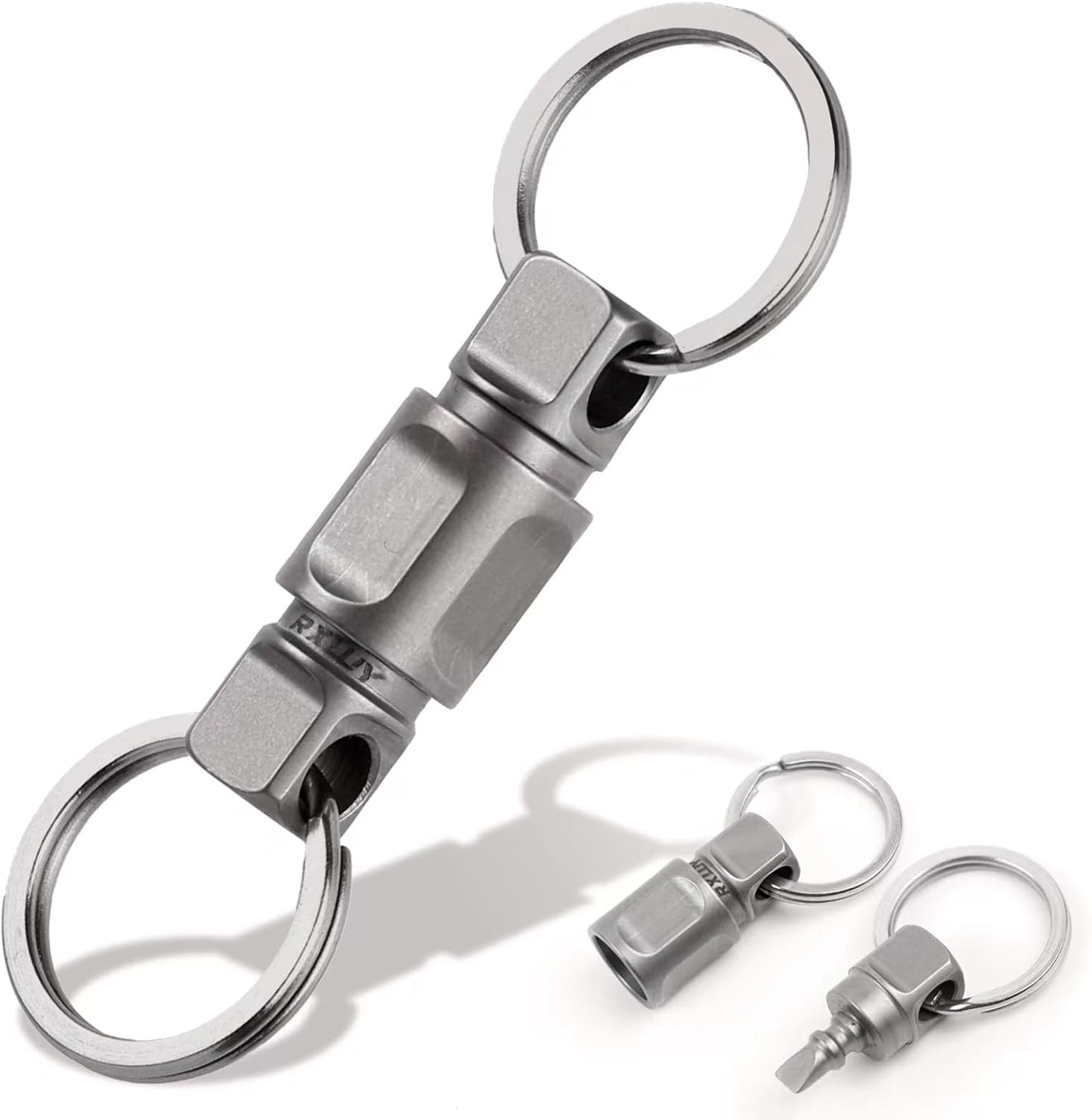 RXLUY Titanium Quick Release Keychain, Detachable Double-End Swivel Convenient EDC Key Chain Clip Ring Holder Car Accessory