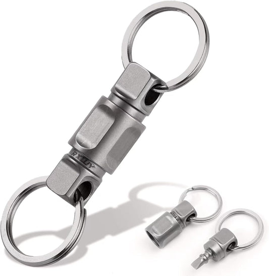 RXLUY Titanium Quick Release Keychain, Detachable Double-End Swivel Convenient EDC Key Chain Clip Ring Holder Car Accessory