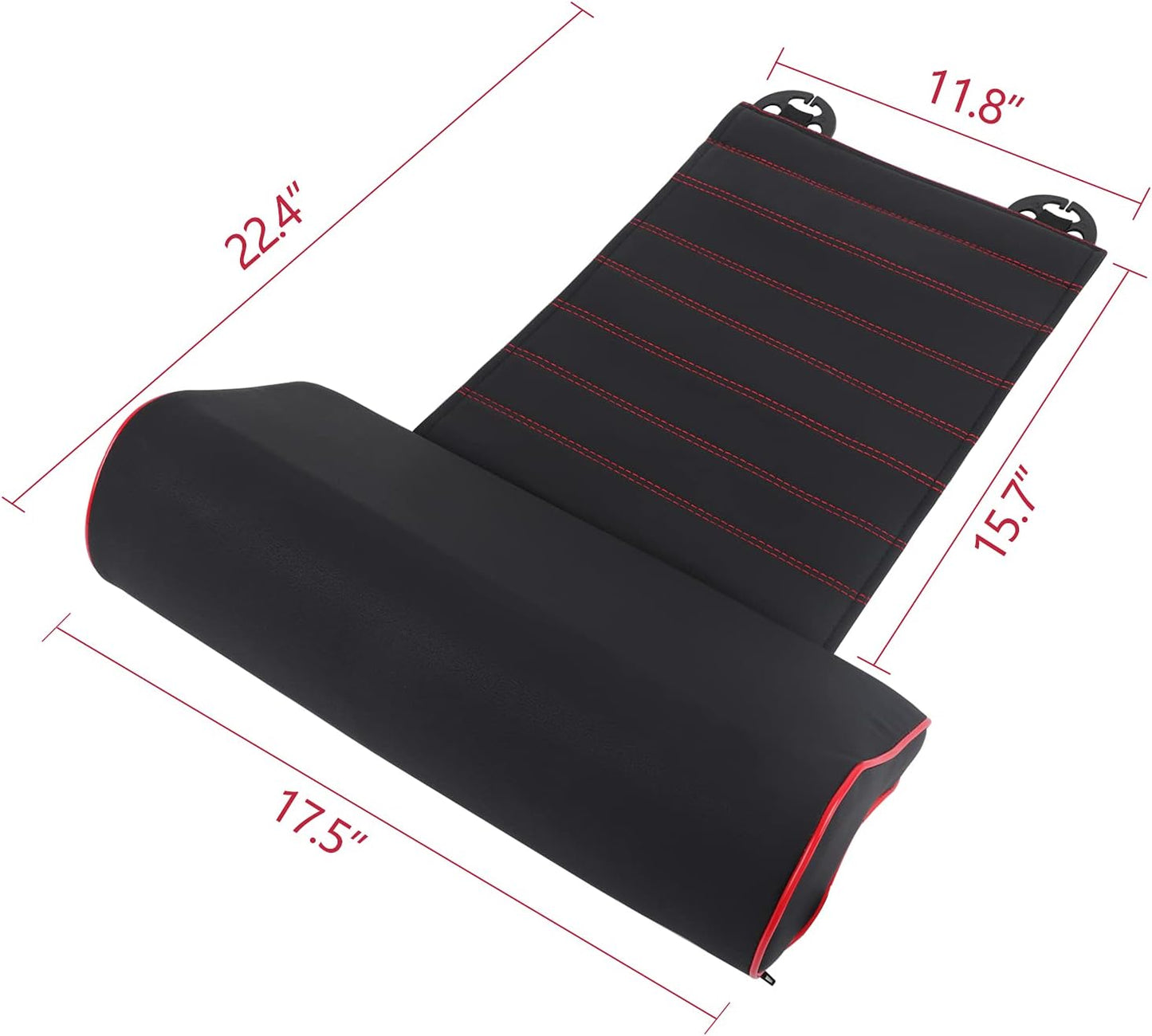 otoez Faux Leather Car Seat Extender Chair Leg Extender Comfortable Leg Support Pillow Extended Auto Seat Cushion (Black & Red)
