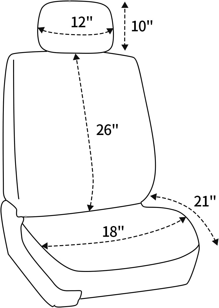 Car Front Seat Covers, 2 Pcs Universal Fit Seat Covers for Sedan, Truck, SUV 1 Pair of Cloth Bucket Seat Covers, Black Gray