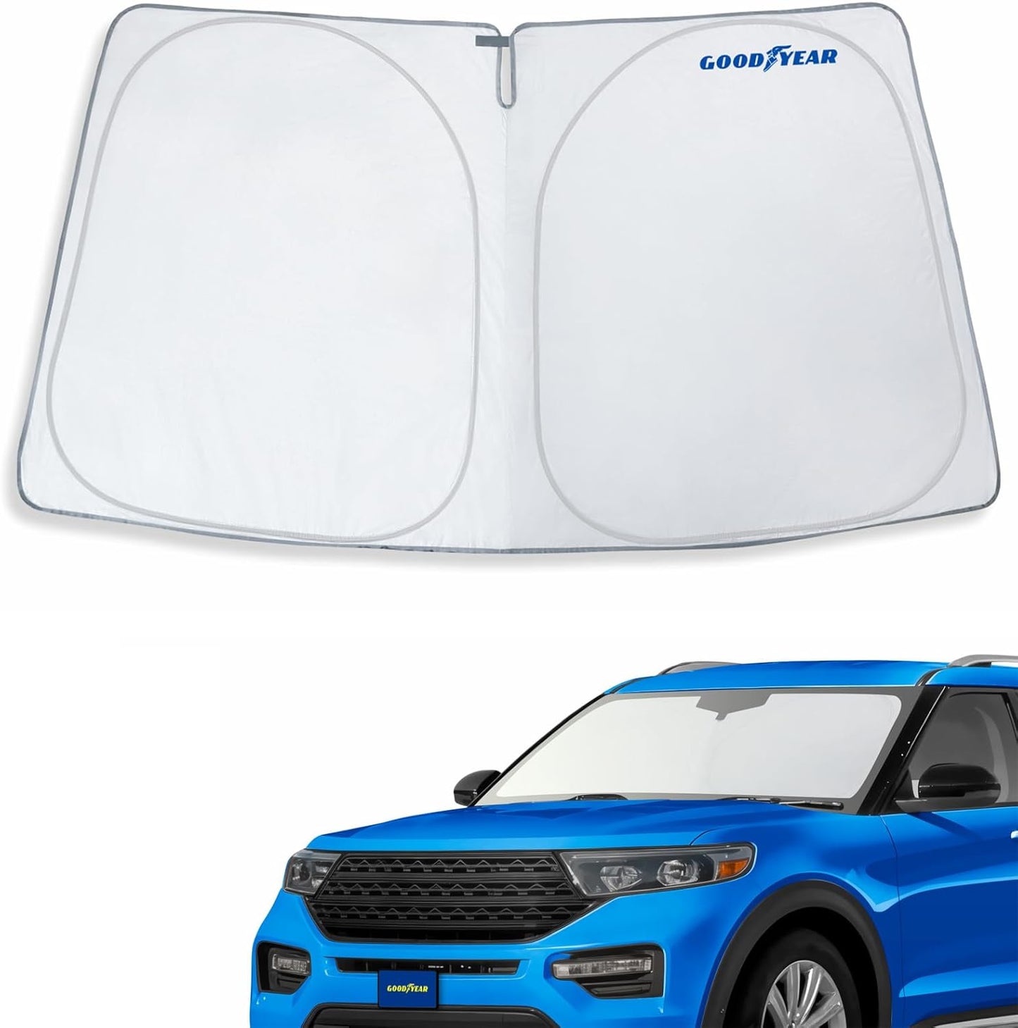 Goodyear Foldable Windshield Sunshade for Chevrolet (Chevy) Tahoe 2021-2025, SUV car Accessories, Sunshade Cover, Sun Shade Car Windshield, Window Sun Blocker - GY008221