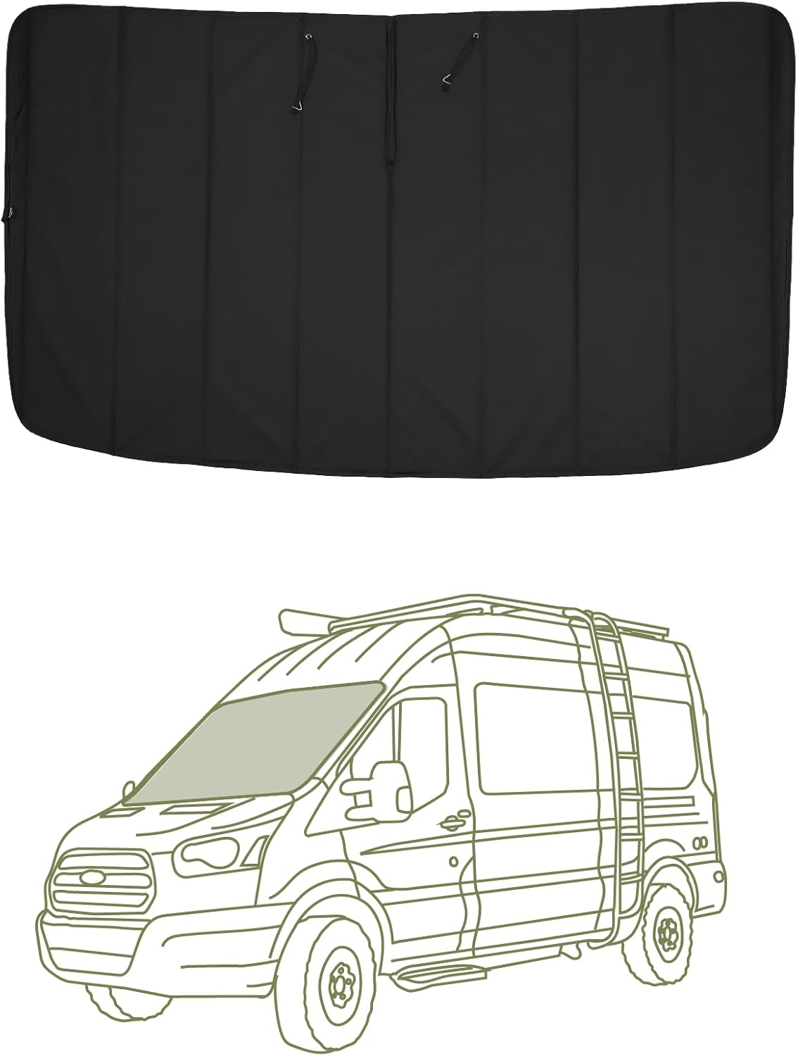 VanEssential Insulated Blackout Crew Window Cover Designed for Ford Transit Van Year 2015 to Current with NO Plastic Trim - Cool Gray