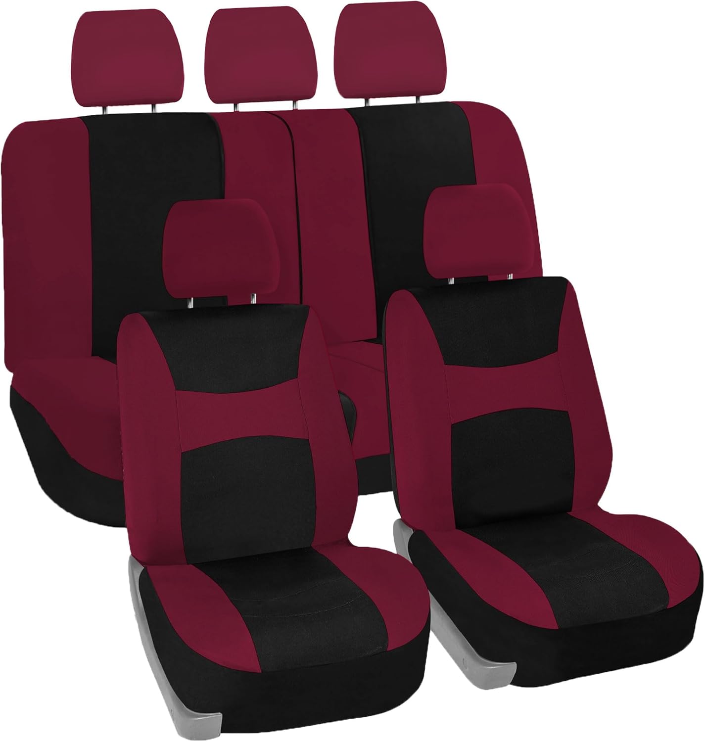 FH Group FB030BLACK115 Full Set Seat Cover (Side Airbag Compatible with Split Bench Black)