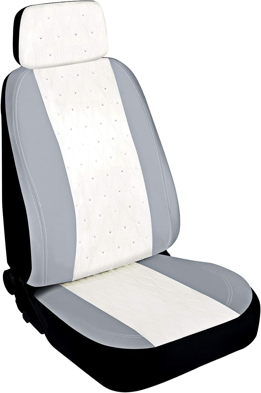 Pilot Automotive SWR-0112 Swarovski Wavy Stitch Seat Cover, White