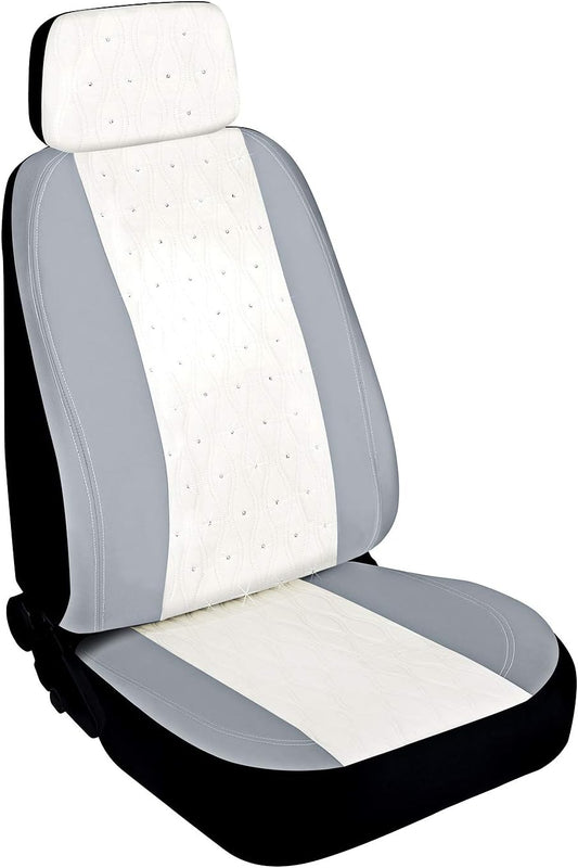 Pilot Automotive SWR-0112 Swarovski Wavy Stitch Seat Cover, White