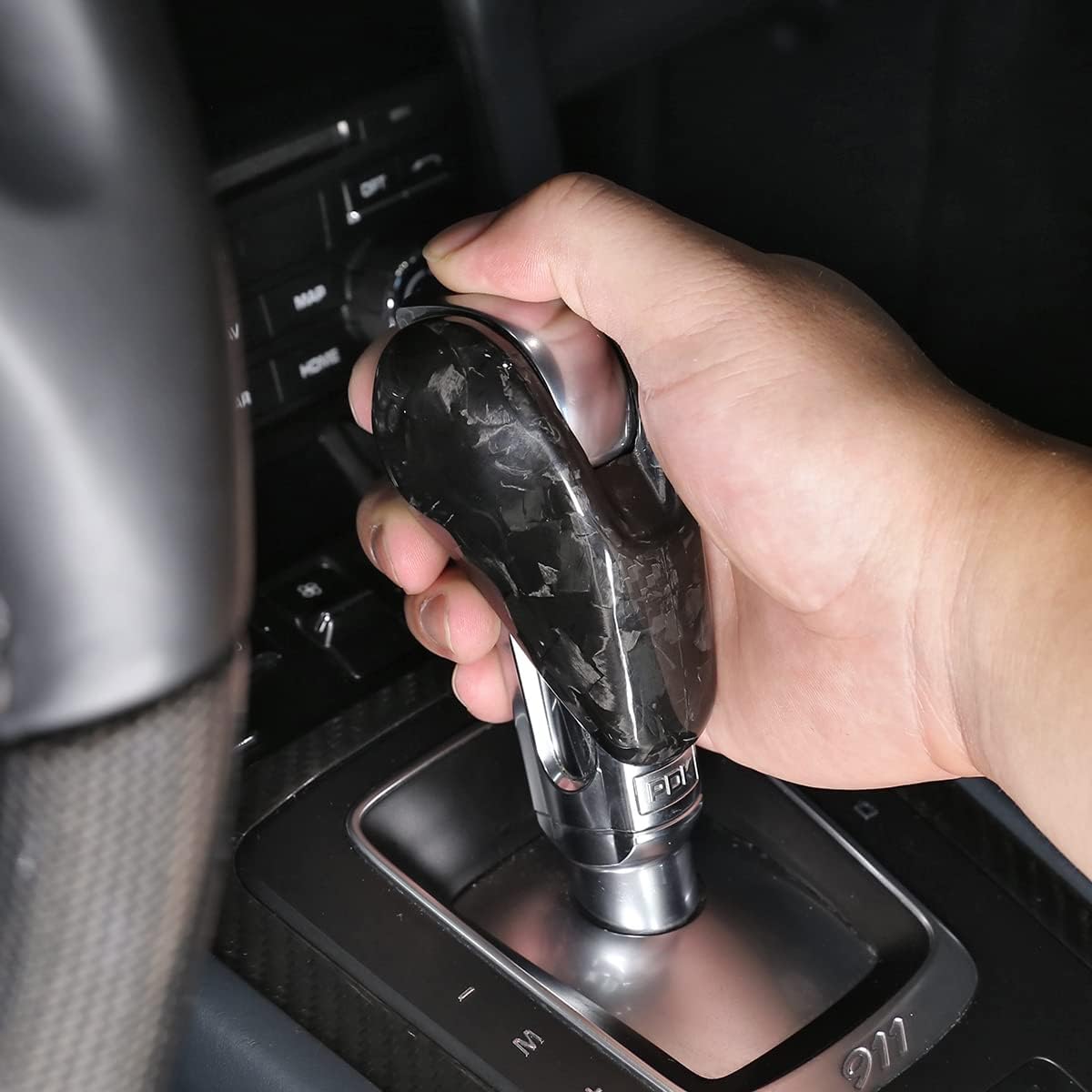 taruisixt Fit for Porsche Macan Panamera Cayman 911 718 Boxster 2009-2020 Real Carbon Fiber Interior Gear Shift Head Cover Knob Trim Car Interior Accessories (Forged Carbon)