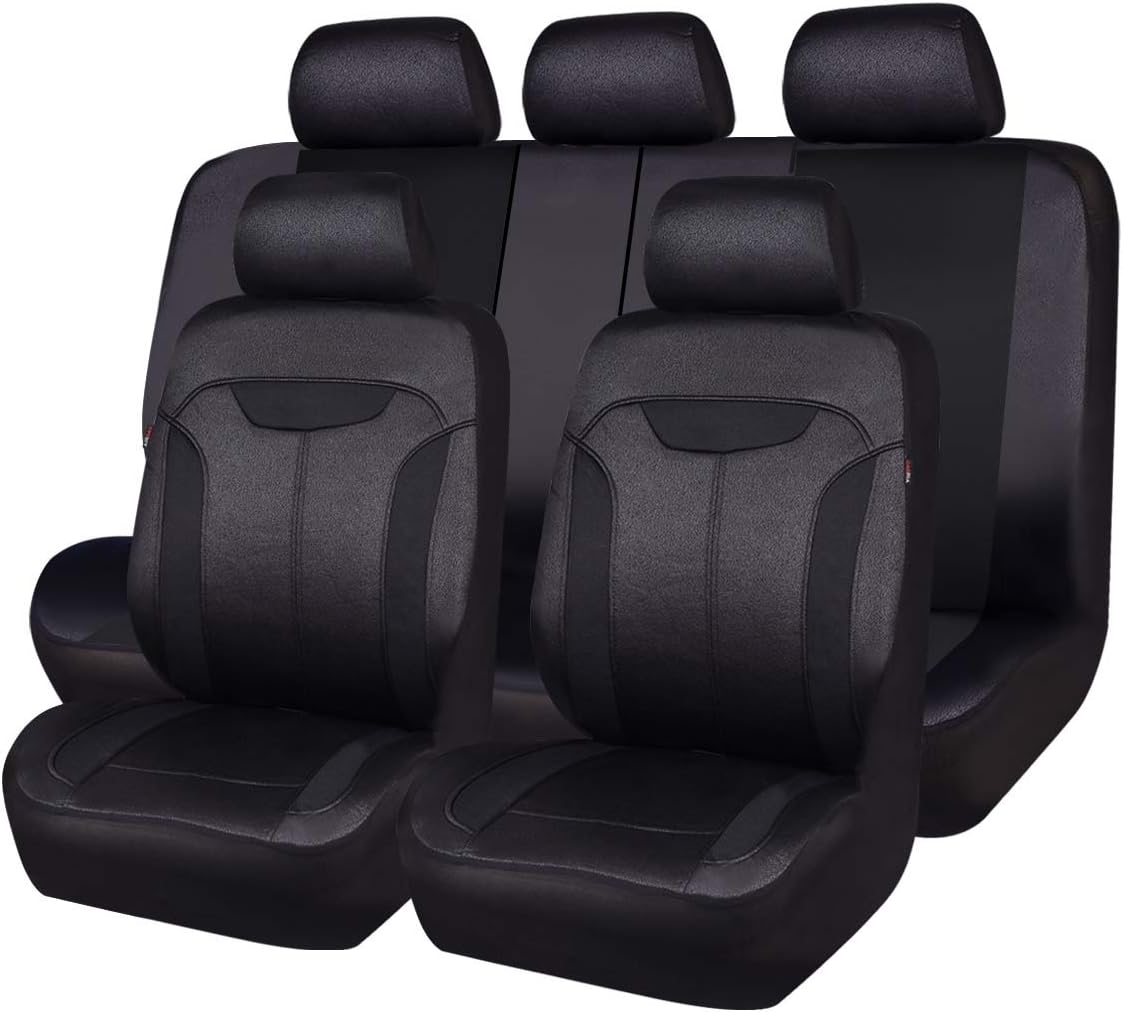 CAR PASS 3D Air Mesh in Cloth Leather Grain Breathable Seat Covers Full Set, 3zipper Rear Bench Armrest Airbag Sports, Universal Fit 95% Car,SUV,Truck,Sedan,Van, Beige (zt-0070-BE1FP-FPLB5WD22W)