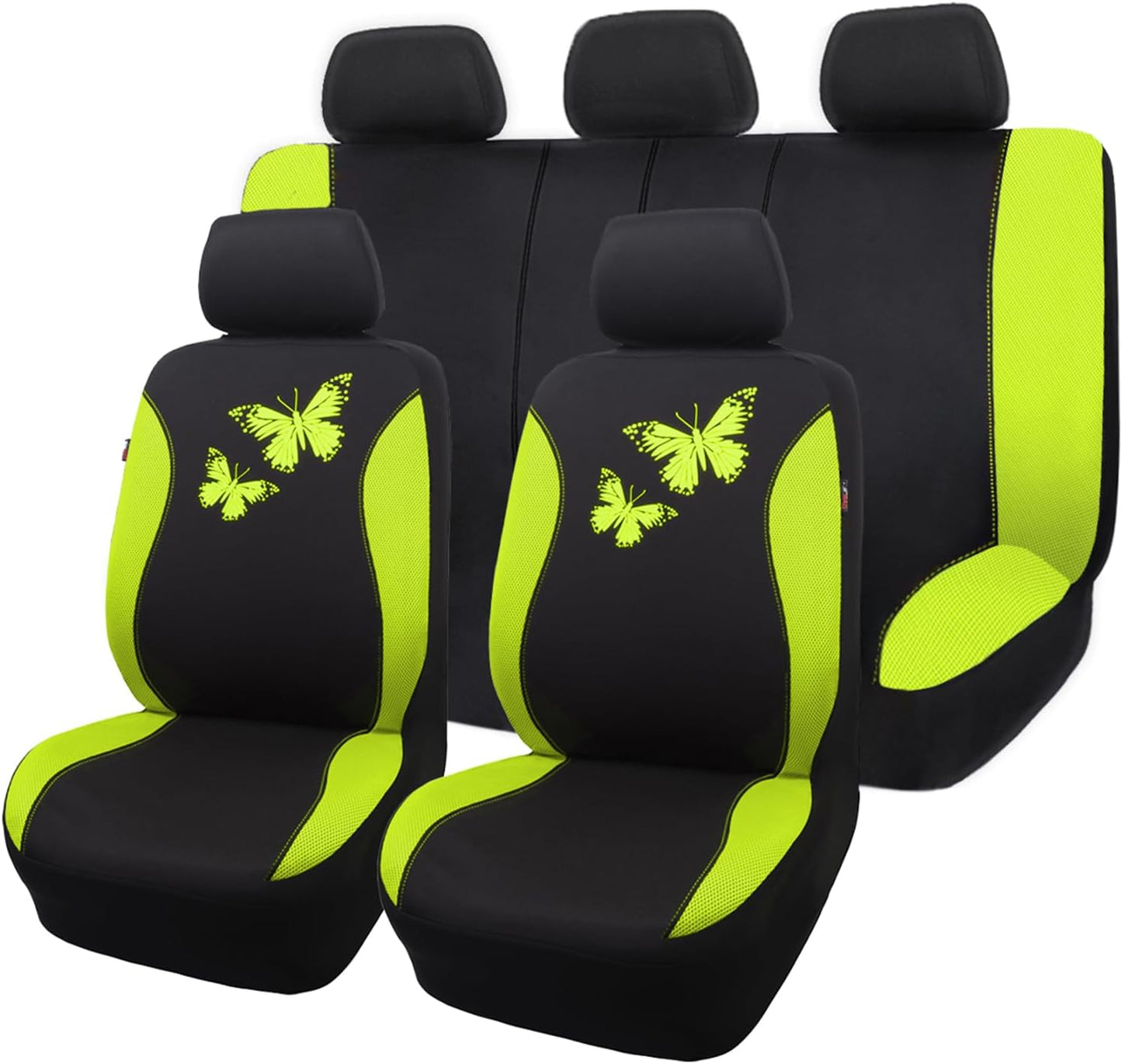 Flying Banner Butterfly car seat Covers ful Set Fashion Universal Lady Woman Female Rear Bench Split Colorized (Full Set, Purple)