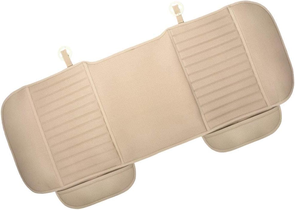 JINGJINGOLD Car Rear Seat Cushion PU Leather Beige Auto Back Seat Cover Breathable Back Cover for Vehicle Supplies Long Pad Mat Car Interior Accessories