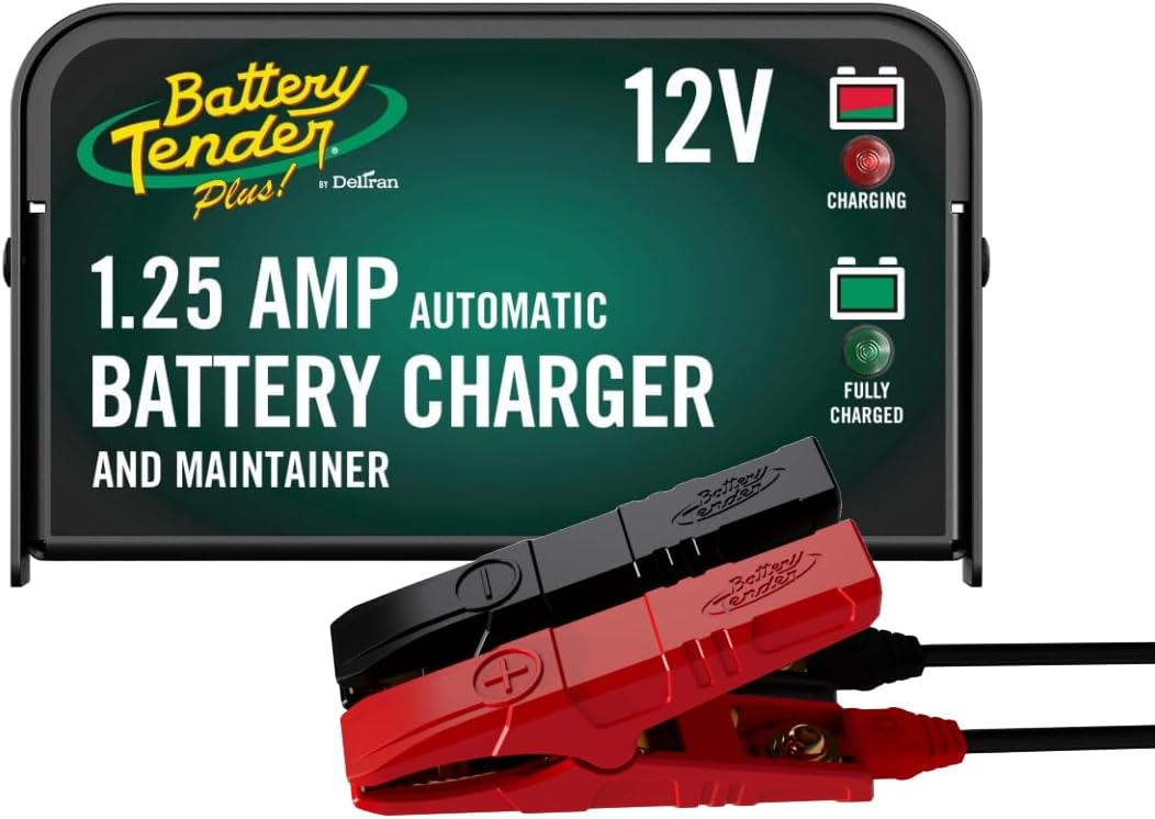 Battery Tender Plus 12V Battery Charger and Maintainer: 1.25 AMP Powersport Battery Charger and Maintainer for Motorcycles, ATVs, UTVs - Smart 12 Volt Automatic Float Charger - 021-0128-CA