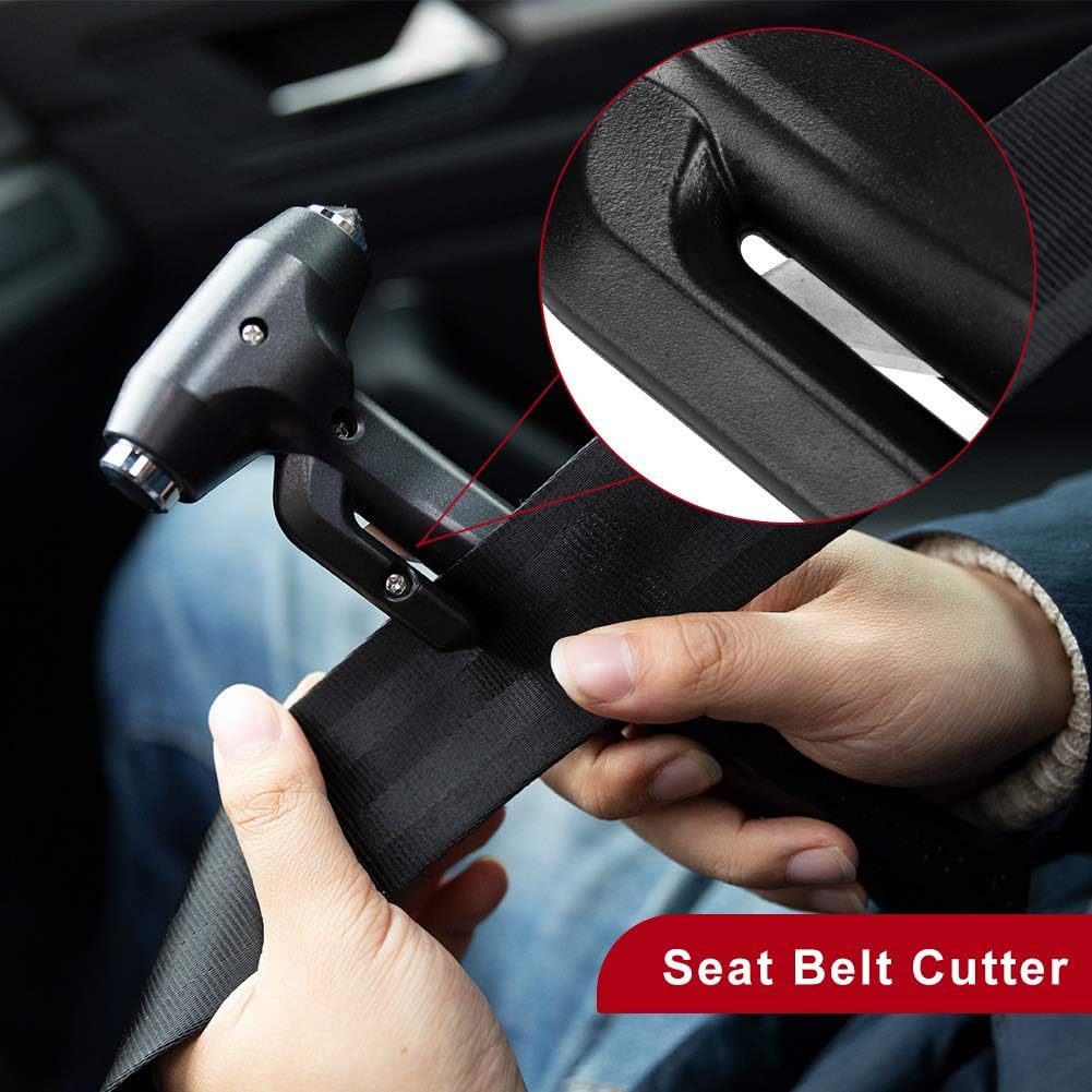 MOTORBUDDY 2-Pack Car Safety Hammer, 3-in-1 Auto Emergency Escape Hammer with Window Breaker and Seat Belt Cutter, Striking Red Emergency Escape Tool for Car Accidents