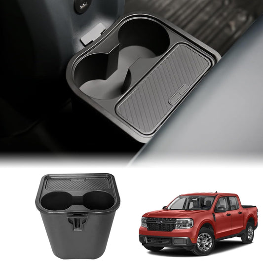 Mabett Trash Can for Ford Maverick 2022 2023, Multi-Function Maverick Accessories, Trash Bin with Cup Holder, Extra Rear Storage Box