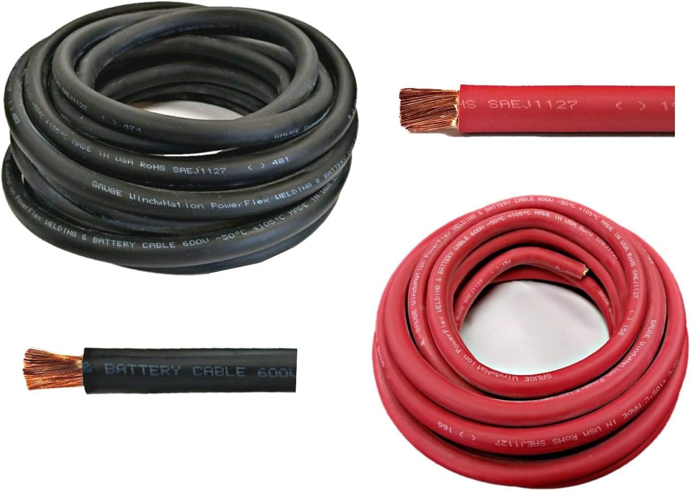 6 Gauge 6 AWG 20 Feet Black Welding Battery Pure Copper Flexible Cable Wire - Car, Inverter, RV, Solar