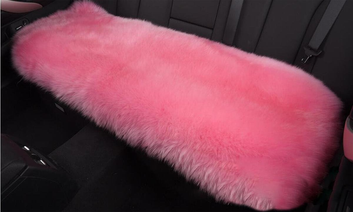 Sisha-A Winter Warmth: Universal Sheepskin Seat Cushion Cover - Natural Wool, for Cars, Trucks, SUVs & Vans - Cozy & Stylish Driving Companion Rear Beige Yellow