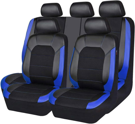 Car Seat Cover for Dodge RAM 1500 2000-2018 2019 2020 2021 2022 2023 2024, 9pcs Front Rear Full Surround Leather Seat Cover Sets Interior Protector Accessories,Blue