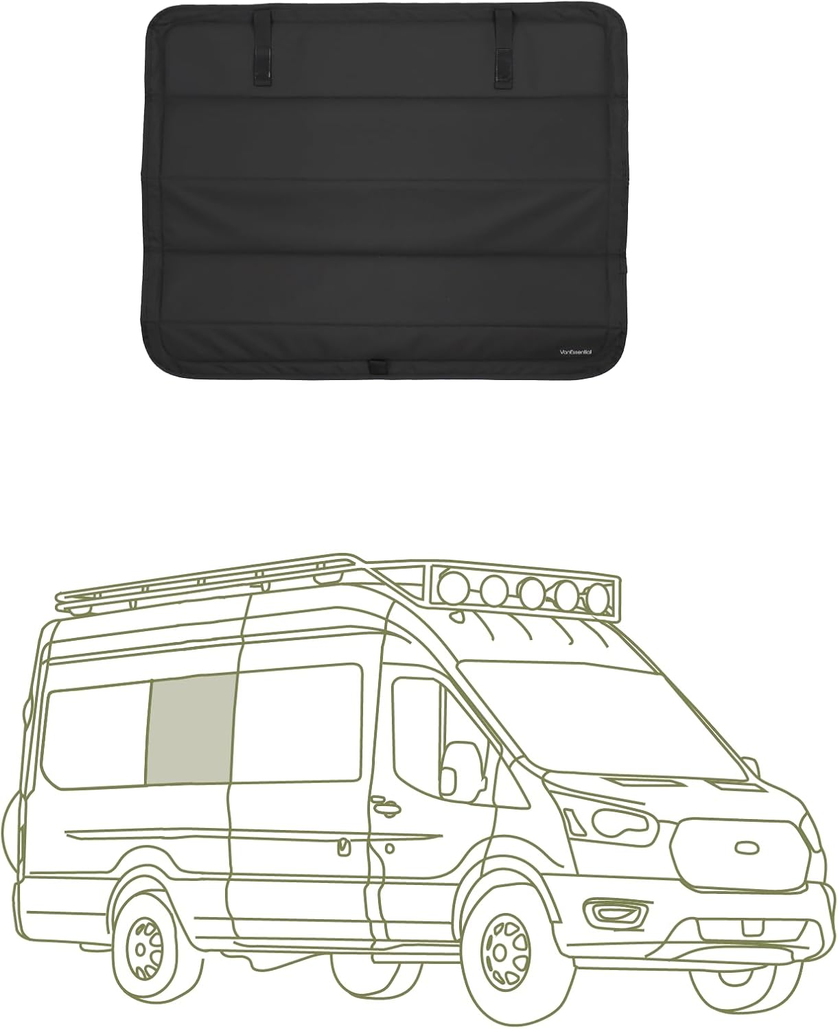 VanEssential Insulated Blackout Crew Window Cover Designed for Ford Transit Van Year 2015 to Current with NO Plastic Trim - Cool Gray