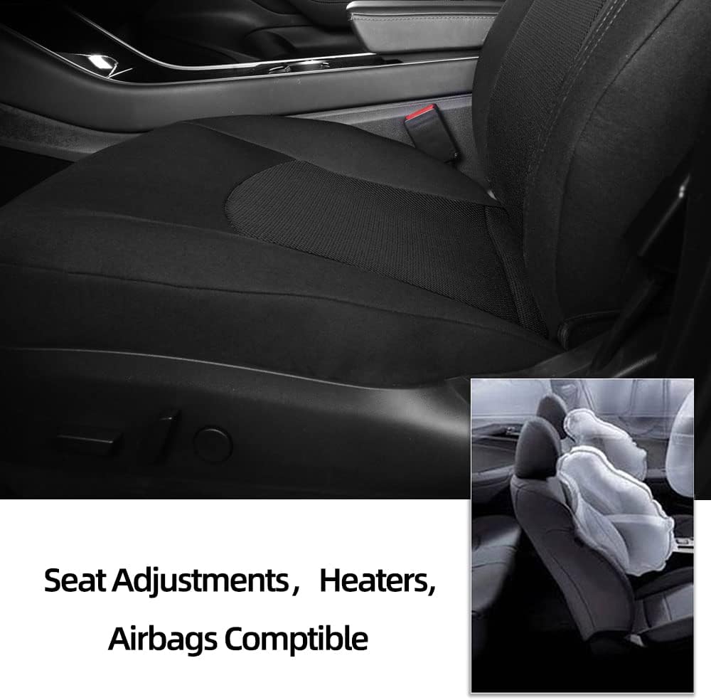 TOYOUN Car Front Seat Covers Custom Fit for Tesla Model 3/Model Y Car Seat Protector 2PCS, Fully Wrapped Farbic Mesh Seat Cover Set for Tesla Model 3/Y2017-2023, Solid Black