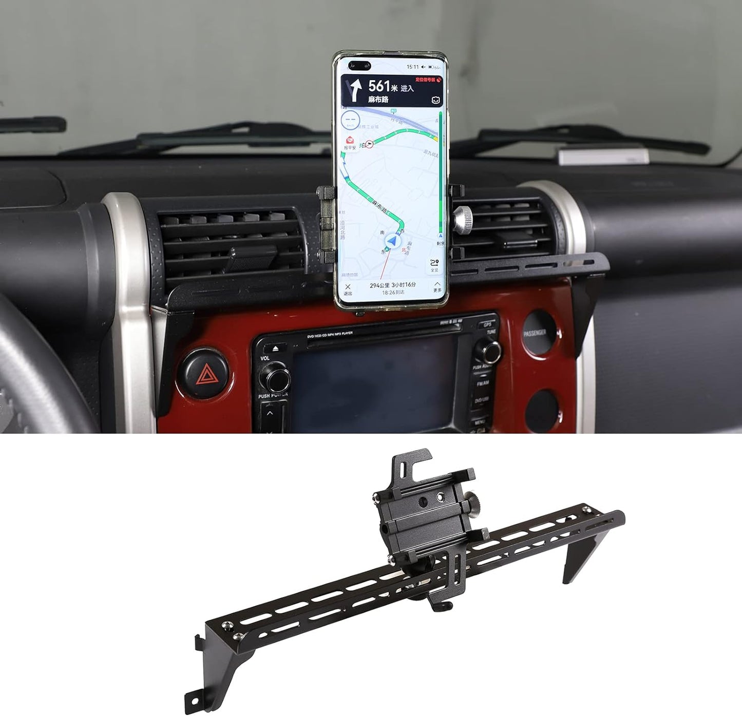 LLKUANG Car Instrument Panel Track Mobile Phone Holder Trim for Toyota FJ Cruiser 2007-2021 Central Control Air Vent Multifunctional Mobile Phone Holder (Style 1)