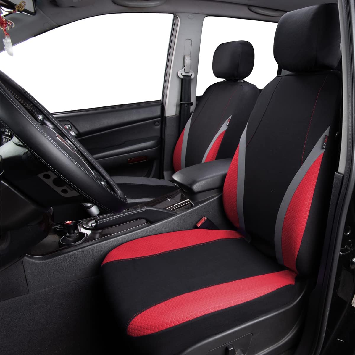 Flying Banner car seat Covers Full Set Fashion Woman Lady Girl Sporty Color Rear Bench Split Easy Installation SUV car Truck (Full Set (9 PCS), Red)