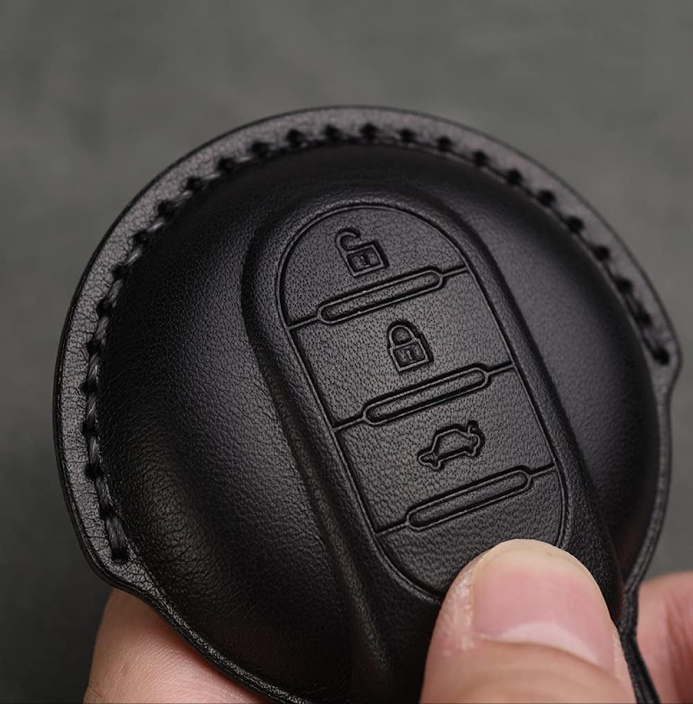 WSWJDW Leather Car Key Case Cover Keychain Ring Key Bag, Fit for Mini Cooper Clubman Hardtop Hatchback Countryman F54 F55 F56 F57 F60,Brown
