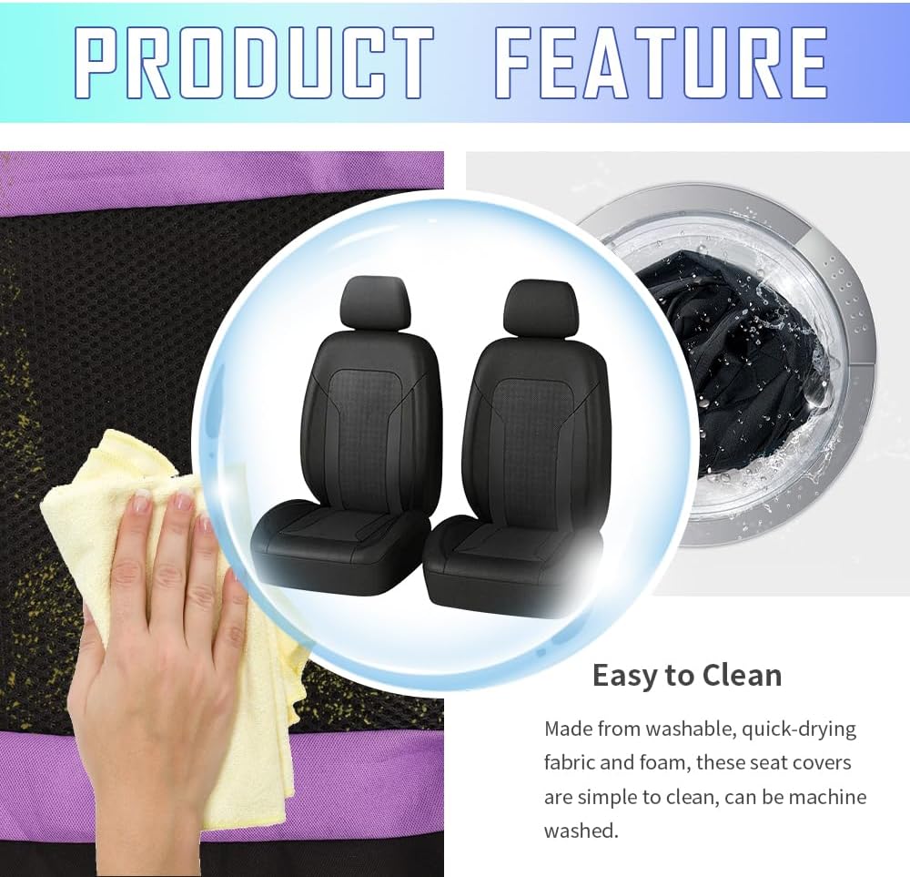 4PCS Cooling Car Seat Covers,Breathable Front Seat Covers with Mesh Construction and Foam Padding,Car Seat Protector to Reduce Back Sweating,Universal Car Interior for Car SUV (Gray)