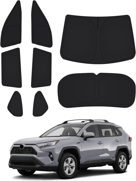 Canvcle Windshield Sunshade for Toyota RAV4 2019-2024 2025 Side Rear Window Shade Cover Kit Window Sun Visor Blocker Privacy Protection Keep Vehicle Cool Black 8PCS