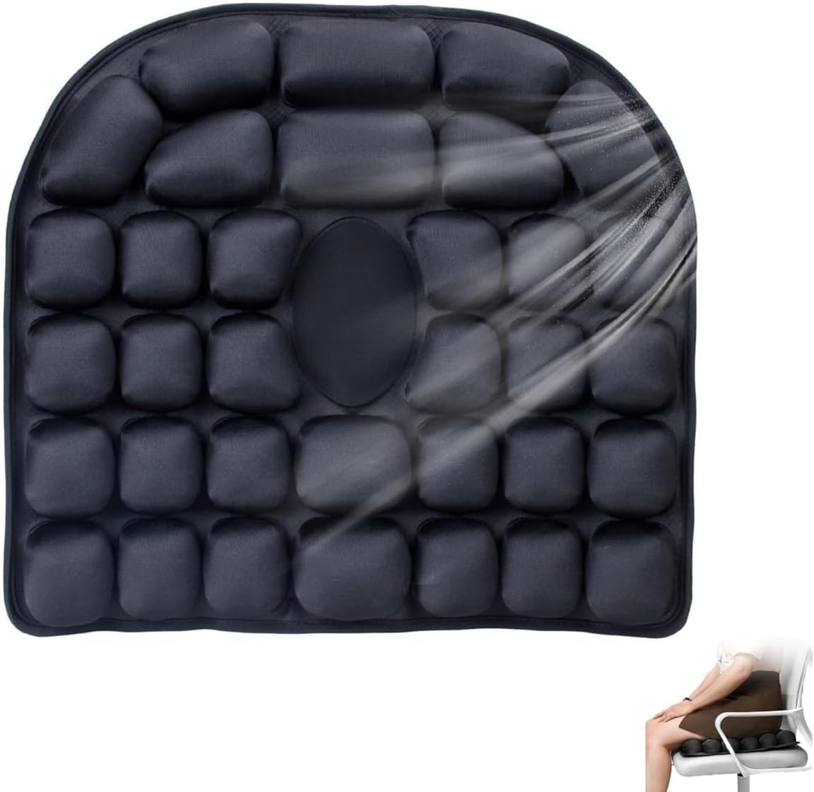 Sondur Travel Cushion, 3D Air Inflatable Seat Cushion, Portable Pressure Relief Seat Cushion, Lightweight Foldable for Car Seat, Airplane, Office, Wheelchair