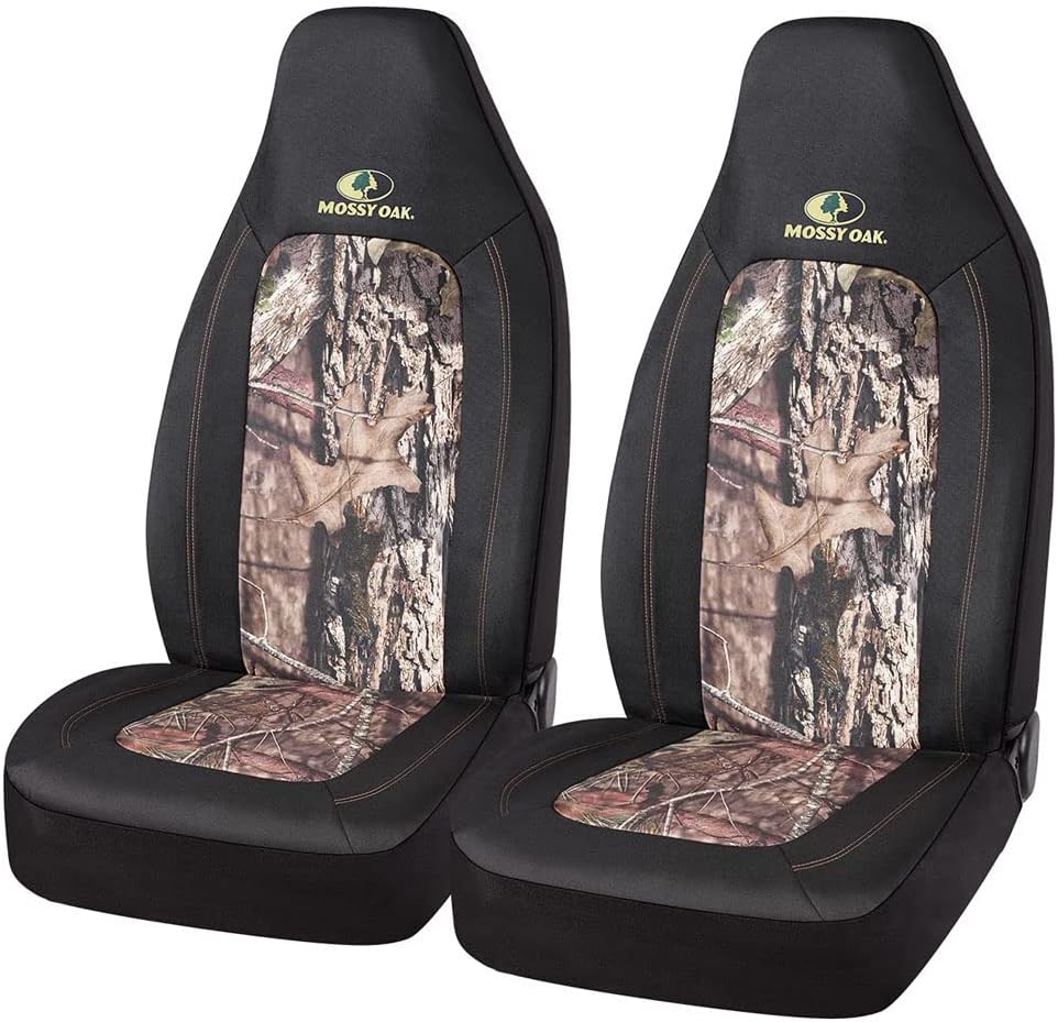 Mossy Oak Full Camo Seat Covers High Back - Made with Rip-Stop Oxford Fabric, Airbag Compatible, Universial Fit Most Bucket Seats - Official Licensed Product