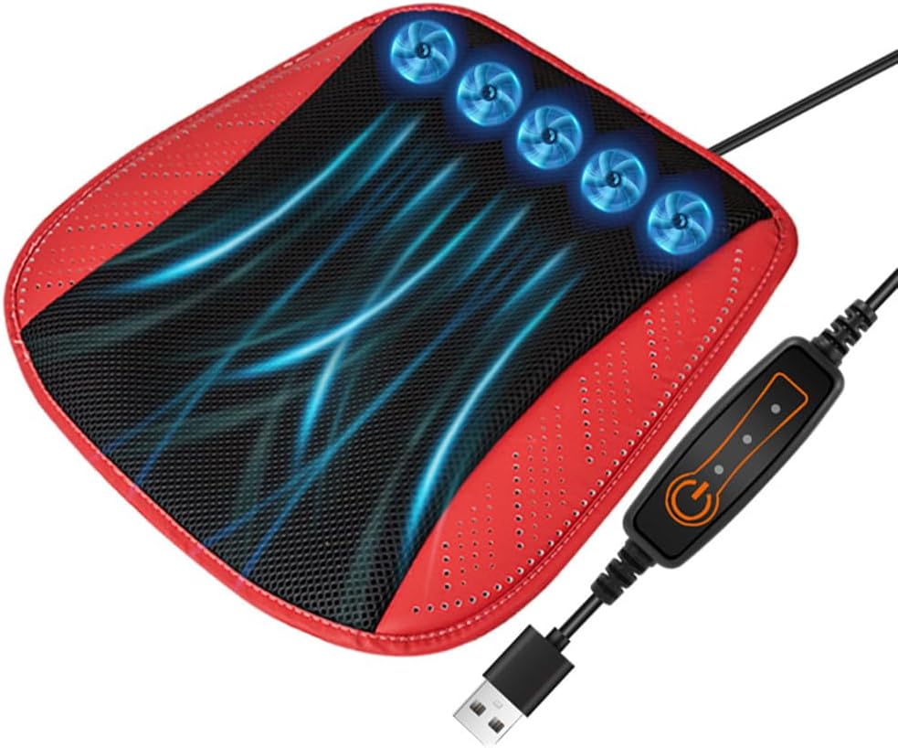 Shkalacar USB Cooling Seat Cushion, Breathable and Ventilated Car Seat Cushion, Car Seat Cooling Pad Summer Ventilated Seat Cushion Breathable Cooling Pad for All Car Seats, Home and Office Chairs