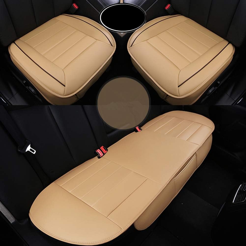 HONCENMAX Car Seat Cover Cushion Pad Mat Protector for Auto Supplies for Sedan Hatchback SUV PU Leather [Without Backrest] 2+1 Front Seat Covers&Rear Seat Cover