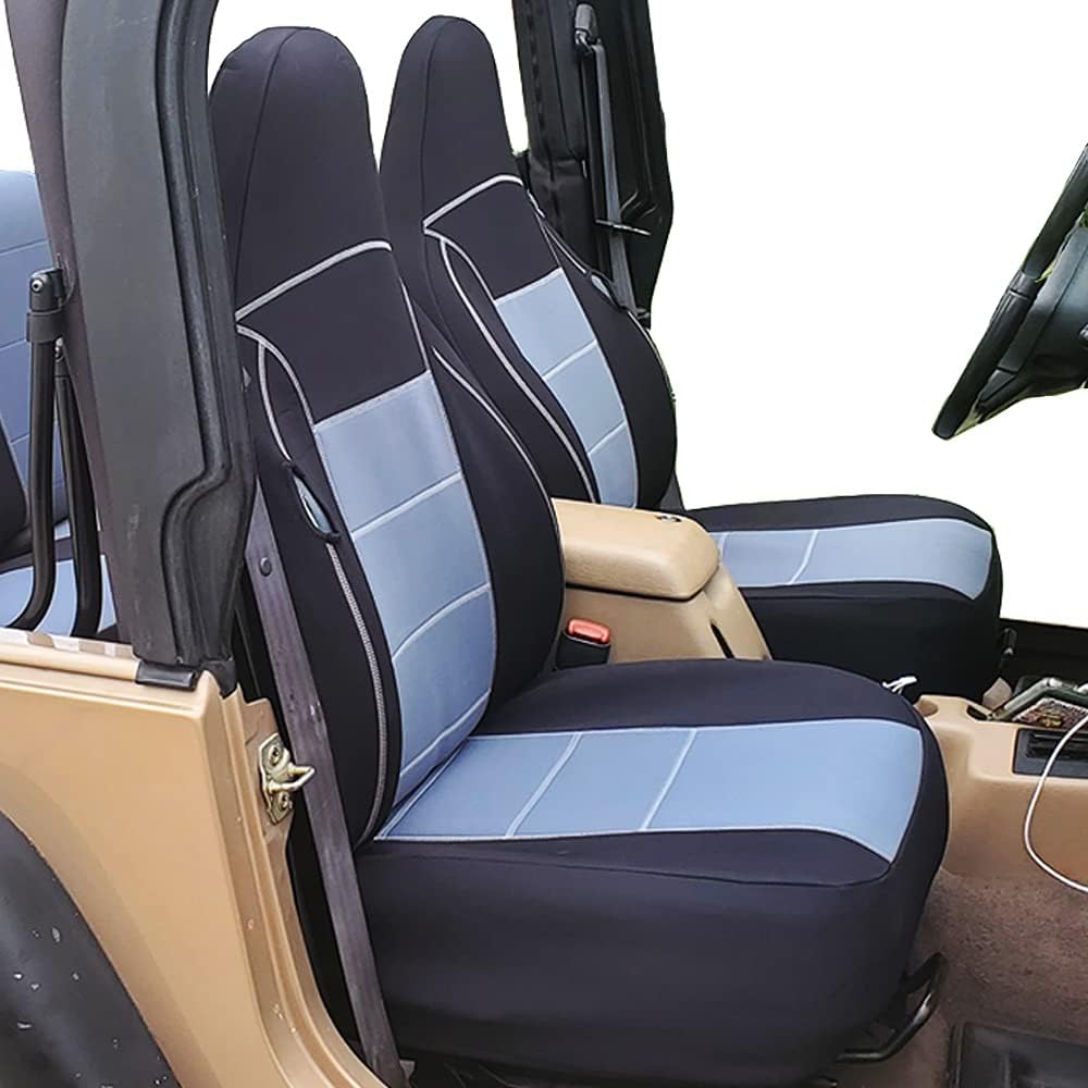 GEARFLAG Custom Fit Seat Cover for Wrangler TJ 1997-2002 - Full Set Diving Suit Grade Neoprene Waterproof Dirtproof - Ultimate Protection for Front and Rear Seats - Gray/Black Design