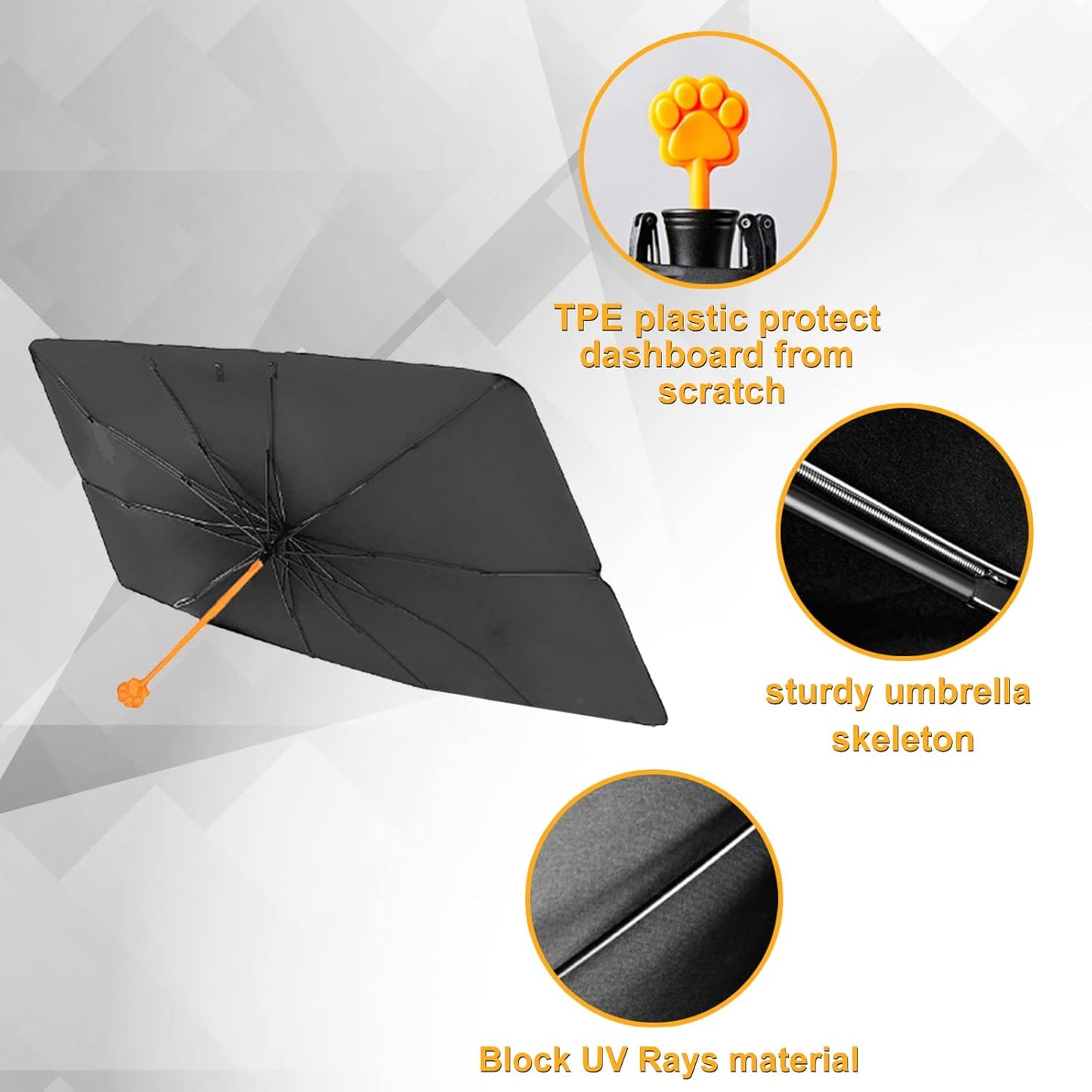 CHILL·TEK Pink Eyelash Car Windshield Umbrella, Hello Gorgeous Sun Shade Umbrellas for Car Front Window, Block UV Rays Foldable Windshield Umbrella Sun Visor Protector-Keep Car Cool for Most Vehicles