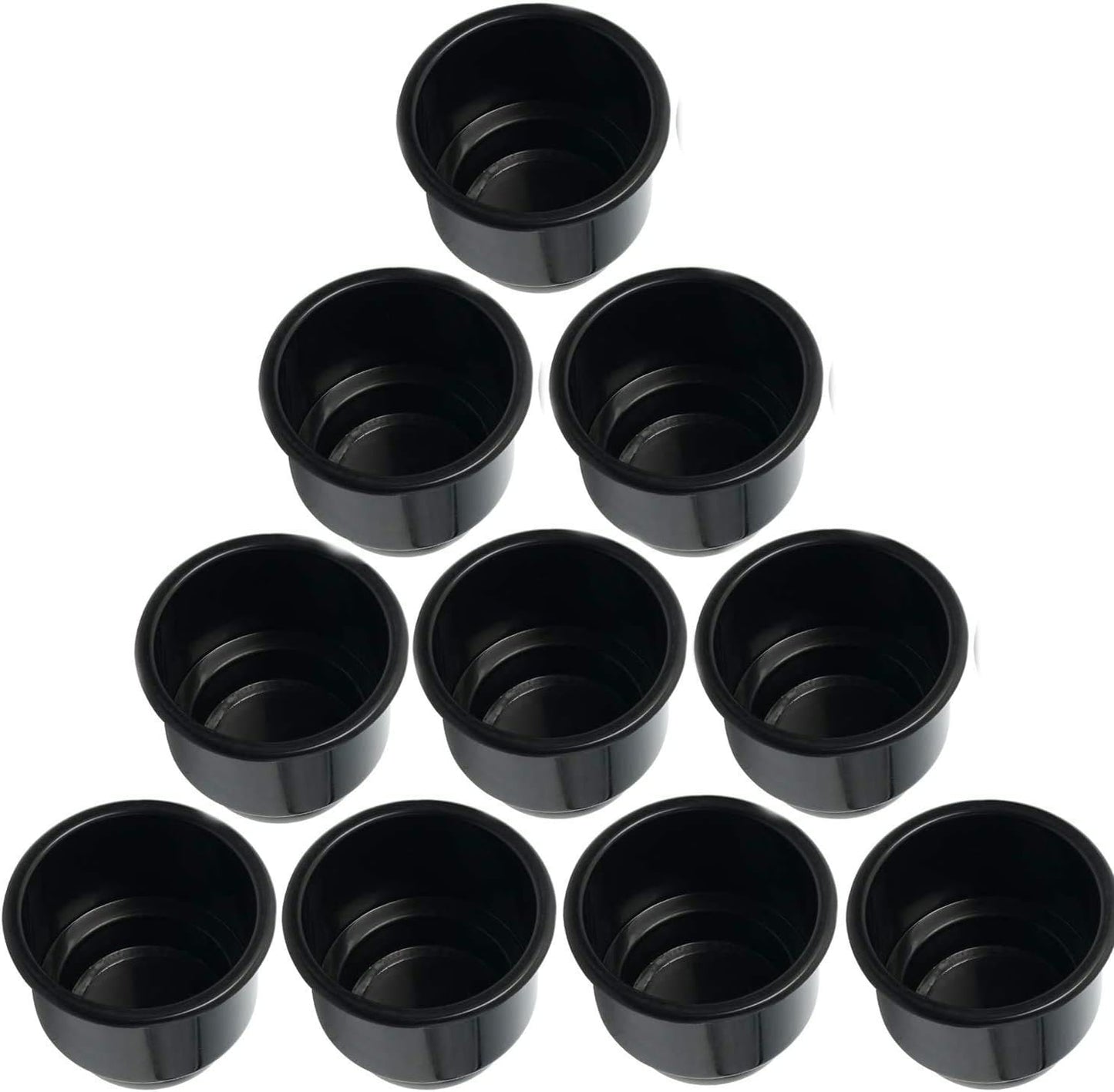 NovelBee Boat Cup Holder Insert Round Hard Plastic Drink Cup Holder Universal Black with Drain for Boat Truck Car Camper RV (10pcs)
