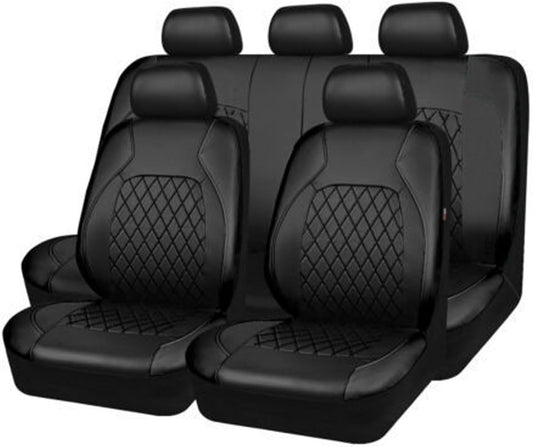 Car Seat Covers for Mitsubishi Eclipse Cross 2017 2018 2019 2020 2021 2022 2023 2024, 9 Pcs Full Sets Leather Non-Slip Waterproof Breathable Seat Protector Interior Accessories,Black
