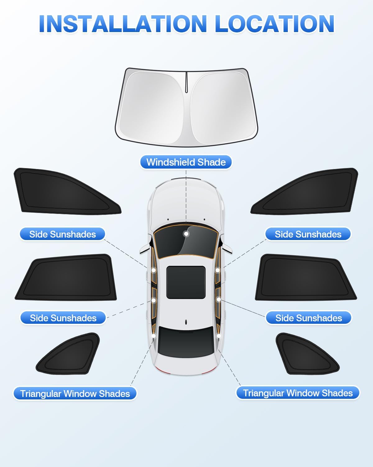 Canvcle Sunshades for 2020-2025 Subaru Outback Accessories Windshield Sun Shade Side Rear Window Shade Cover Sun Visor Shield Privacy Protection Keep Vehicle Cool Black 7PCS