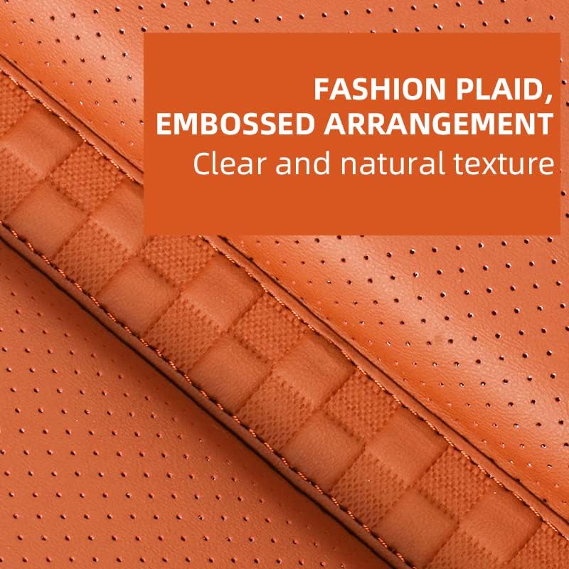 KUNIO Nappa Leather Car Seat Cushion Fit for Honda Car Seat Cushion Pad Comfort Memory Foam & Non-Slip Rubber Bottom Orange