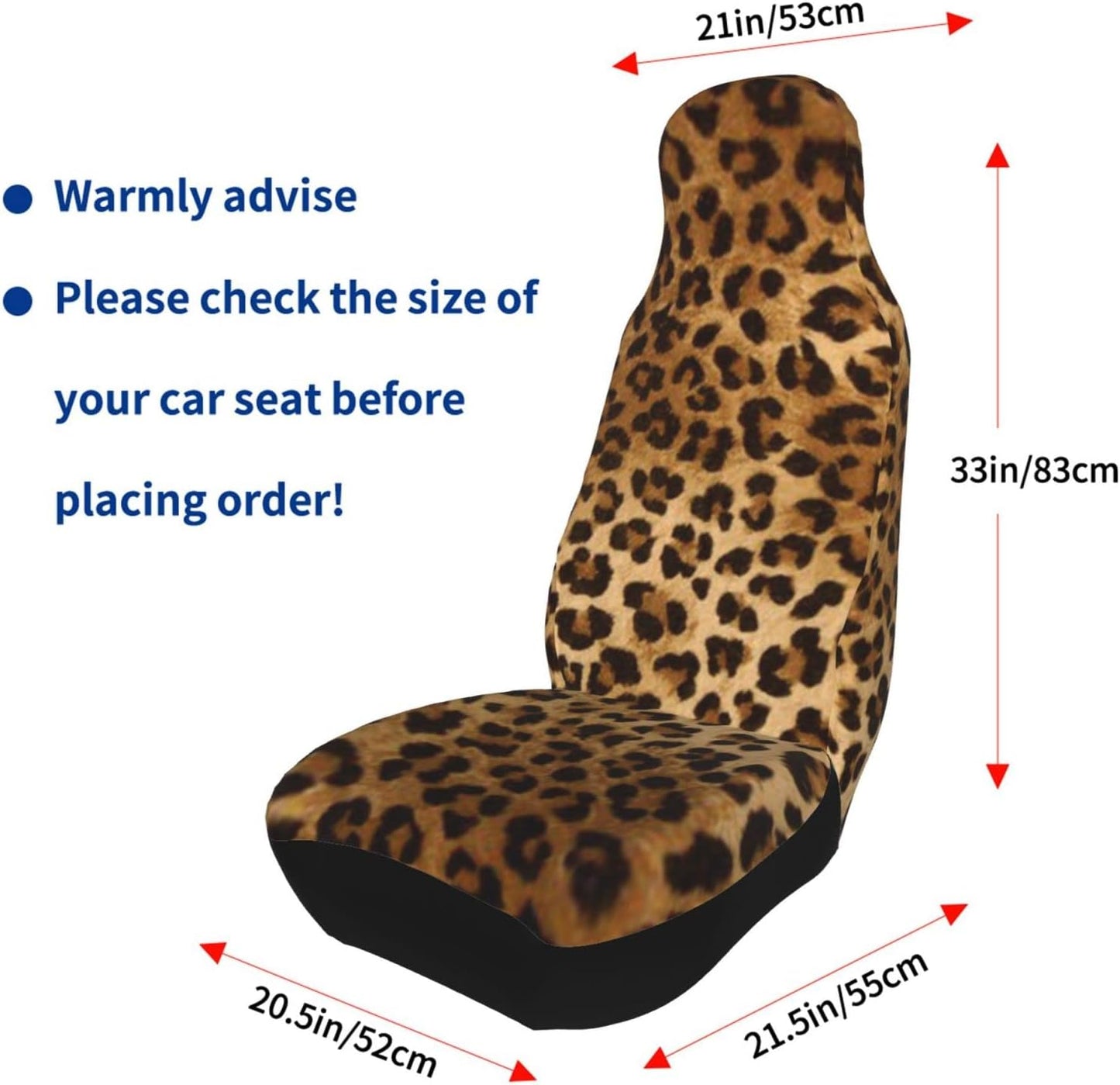 AROONS Cute Leopard Printed Car Seat Covers for Front Seat 2 Pack Elasticity Automotive Seat Cover Universal for Auto Truck Van SUV